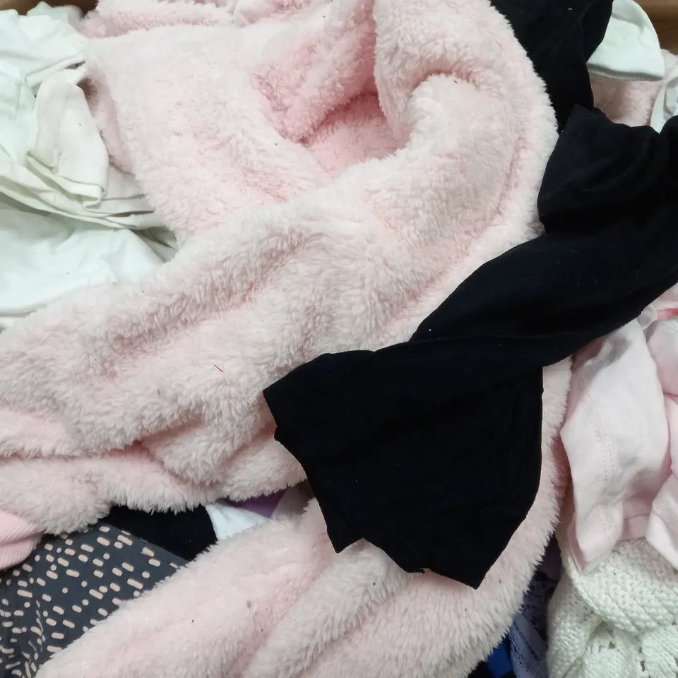 BOX OF APPROX 50 ASSORTED SCHOOL CLOTHING ITEMS IN VARIOUS SIZES TO INCLUDE - F&F MID RISE SHORTS , F&F SWIMSUIT IN YELLOW , F&F BLACK BOXERS ETC - COLLECTION ONLY