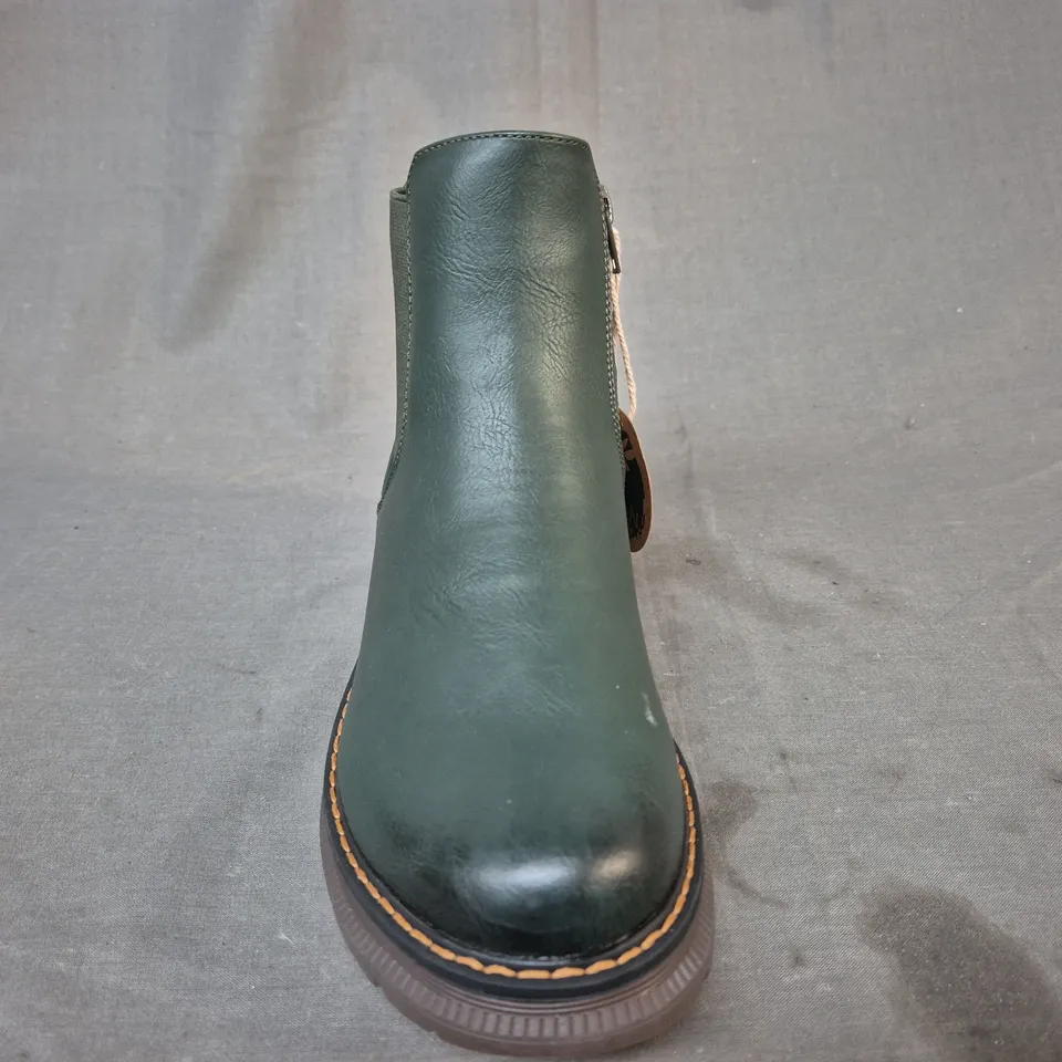 BOXED PAIR OF WESTLAND SIDE-ZIP ANKLE BOOTS IN GREEN EU SIZE 36