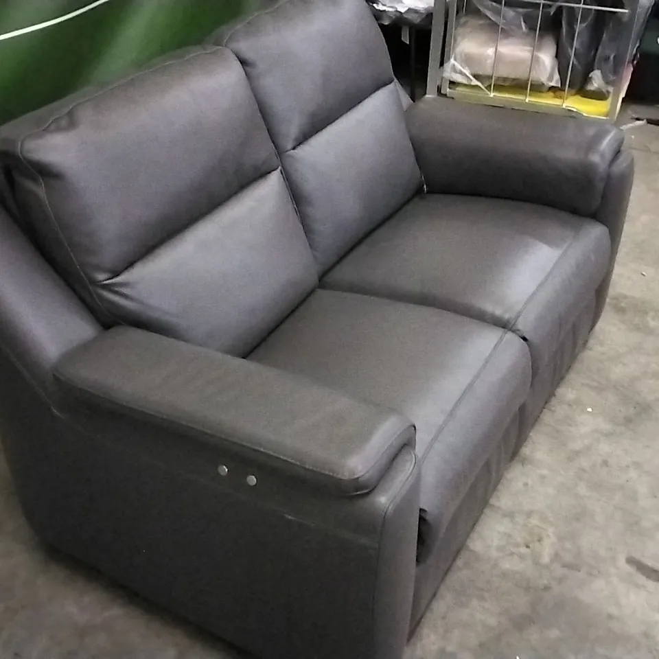 QUALITY ITALIAN DESIGNER AVILA POWER RECLINER LOVESEAT MEDIUM GREY LEATHER