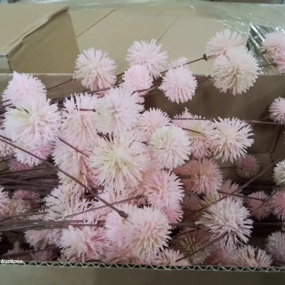 PALLET CONTAINING APPROXIMATELY 60 BOXES OF PINK POM POM STEMS