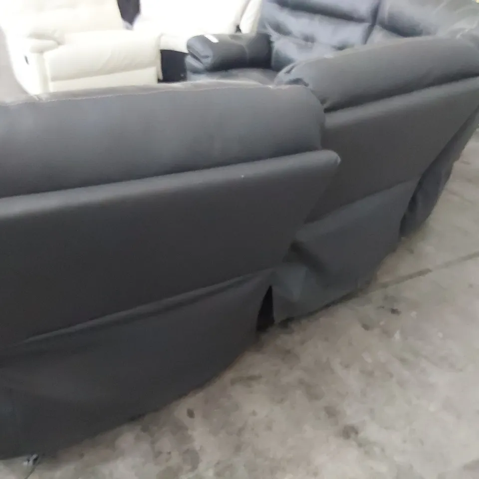 DESIGNER CORSICA POWER RECLINING CORNER GROUP DARK GREY LEATHER WITH CONTRASTING STITCHING 