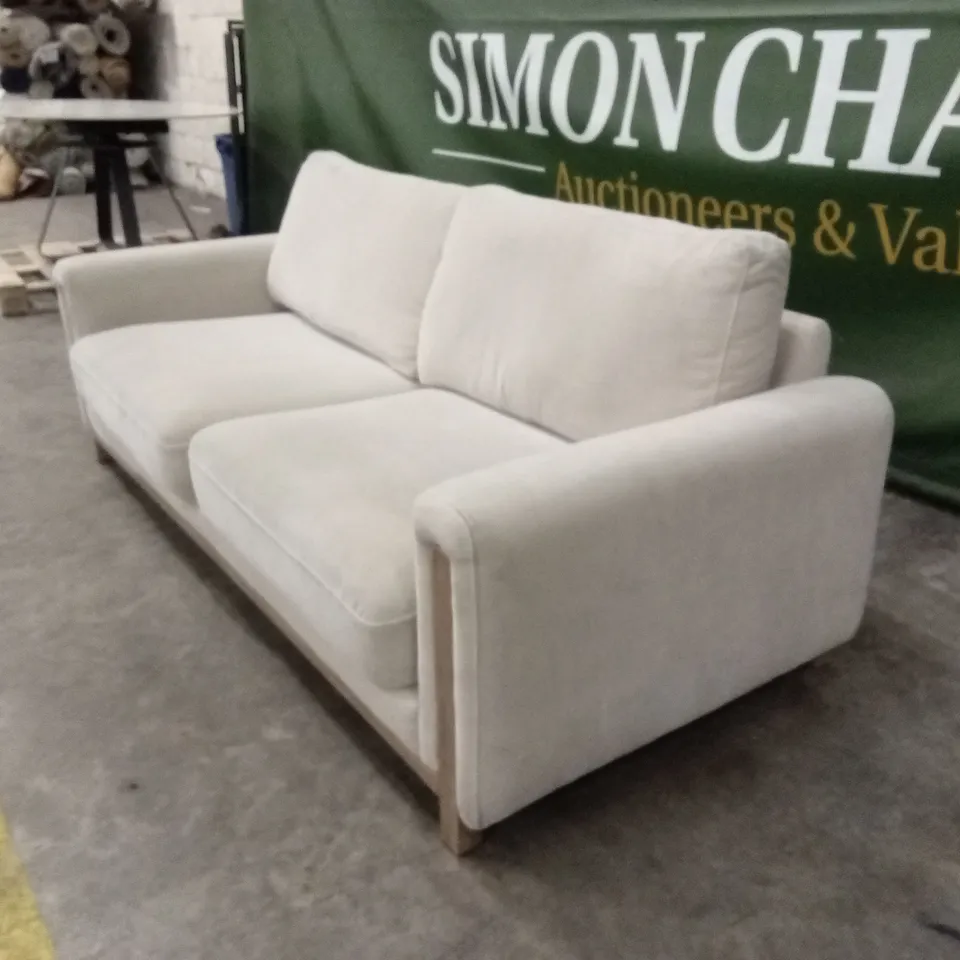 QUALITY DESIGNER LEILA FAWN FABRIC 3 SEATER SOFA