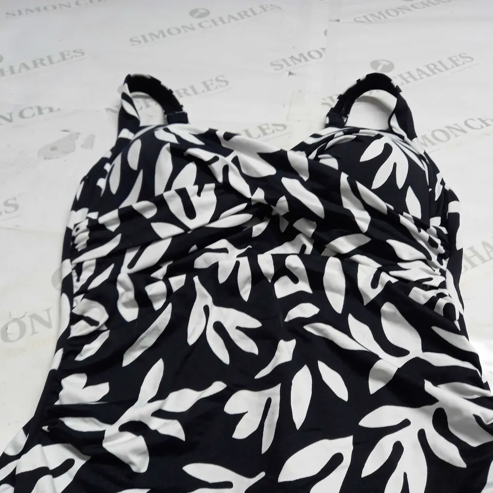 M&S MAGIC SHAPING TROPICAL FLORAL DESIGN SWIMSUIT IN BLACK/WHITE - SIZE 10