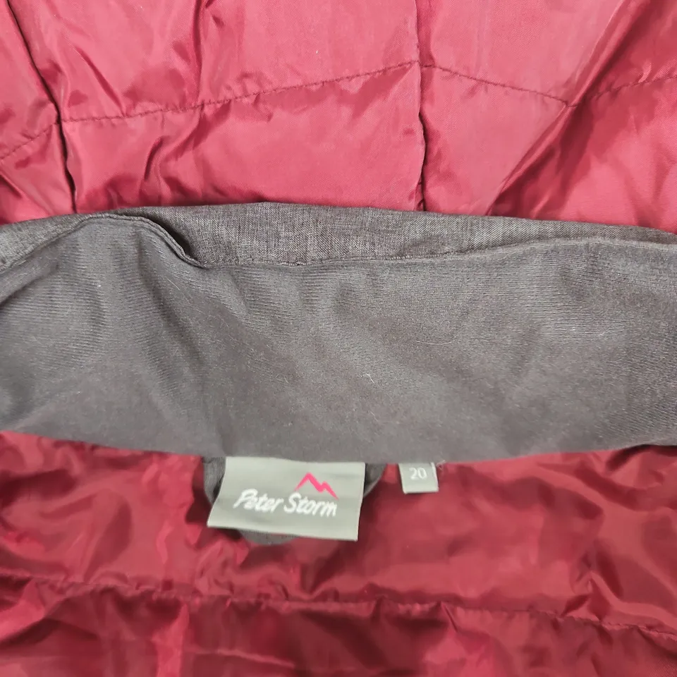 PETER STORM GREY PARKA COAT WITH FUR-TRIMMED HOOD, UK 20