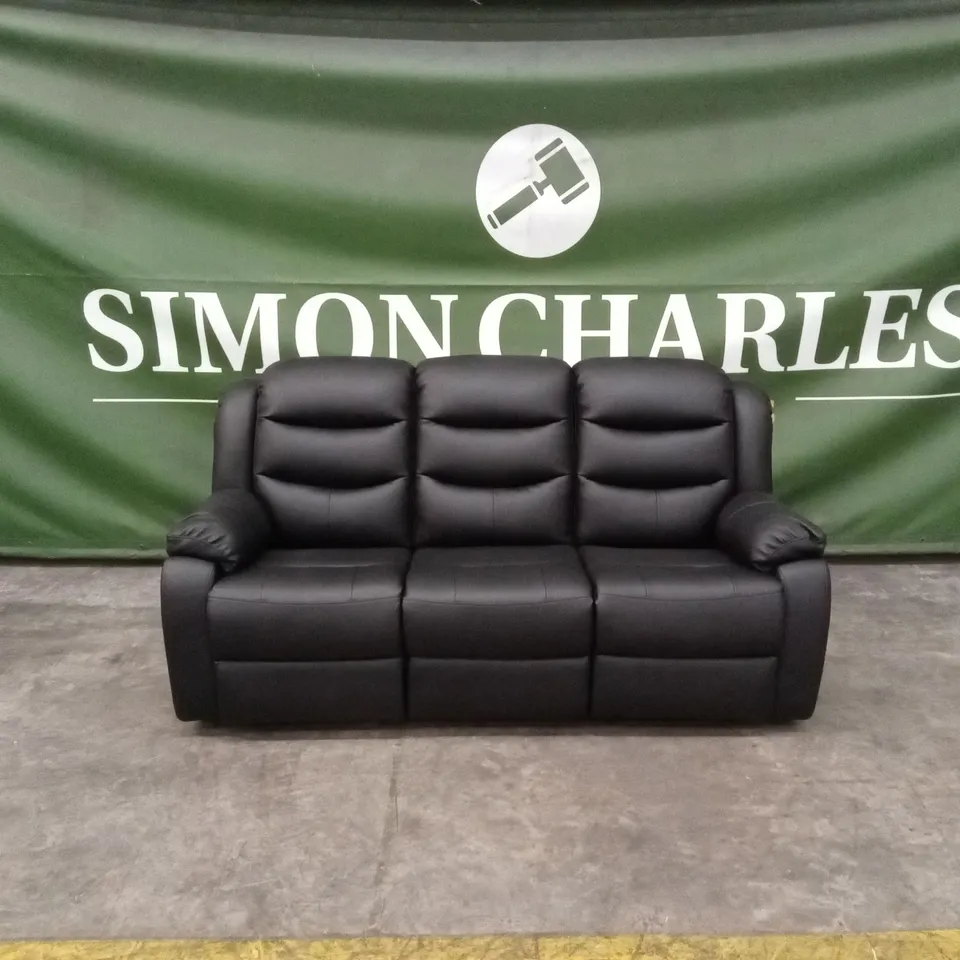 ROTHBURY LUXURY FAUX LEATHER HIGH BACK  3 SEATER MANUAL RECLINER SOFA - BLACK RRP £729