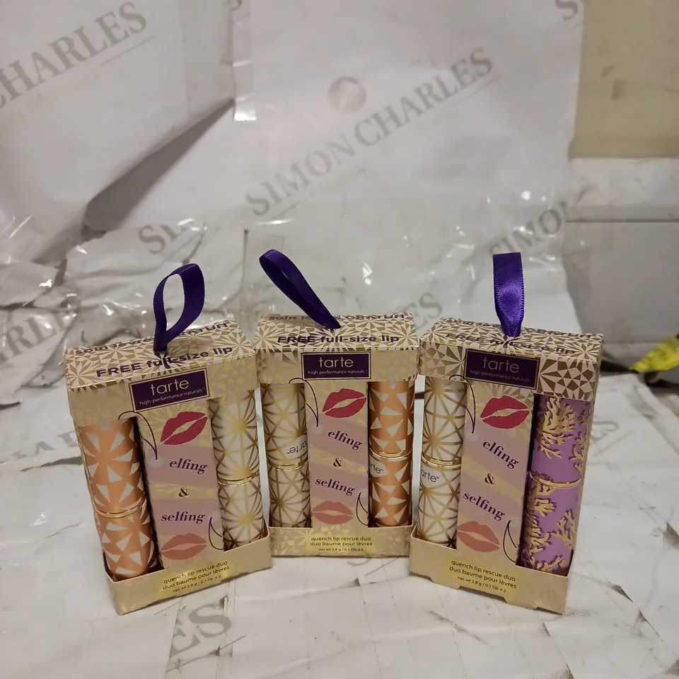 LOT OF 3 TARTE ELFING AND SELFING QUENCH LIP RESCUE DUO'S SETS 
