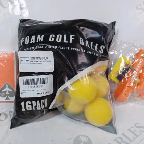 BOX OF APPROXIMATELY 20 ASSORTED TOYS AND GAMES TO INCLUDE POKΓMON CHARMANDER KEYRING, JETSETTER LOUNGE EDITION PLAYING CARDS, FOAM GOLF BALLS, ETC