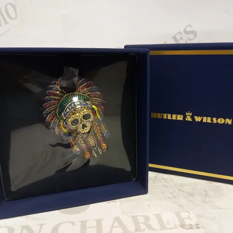 BUTLER & WILSON NATIVE AMERICAN SKULL BROOCH