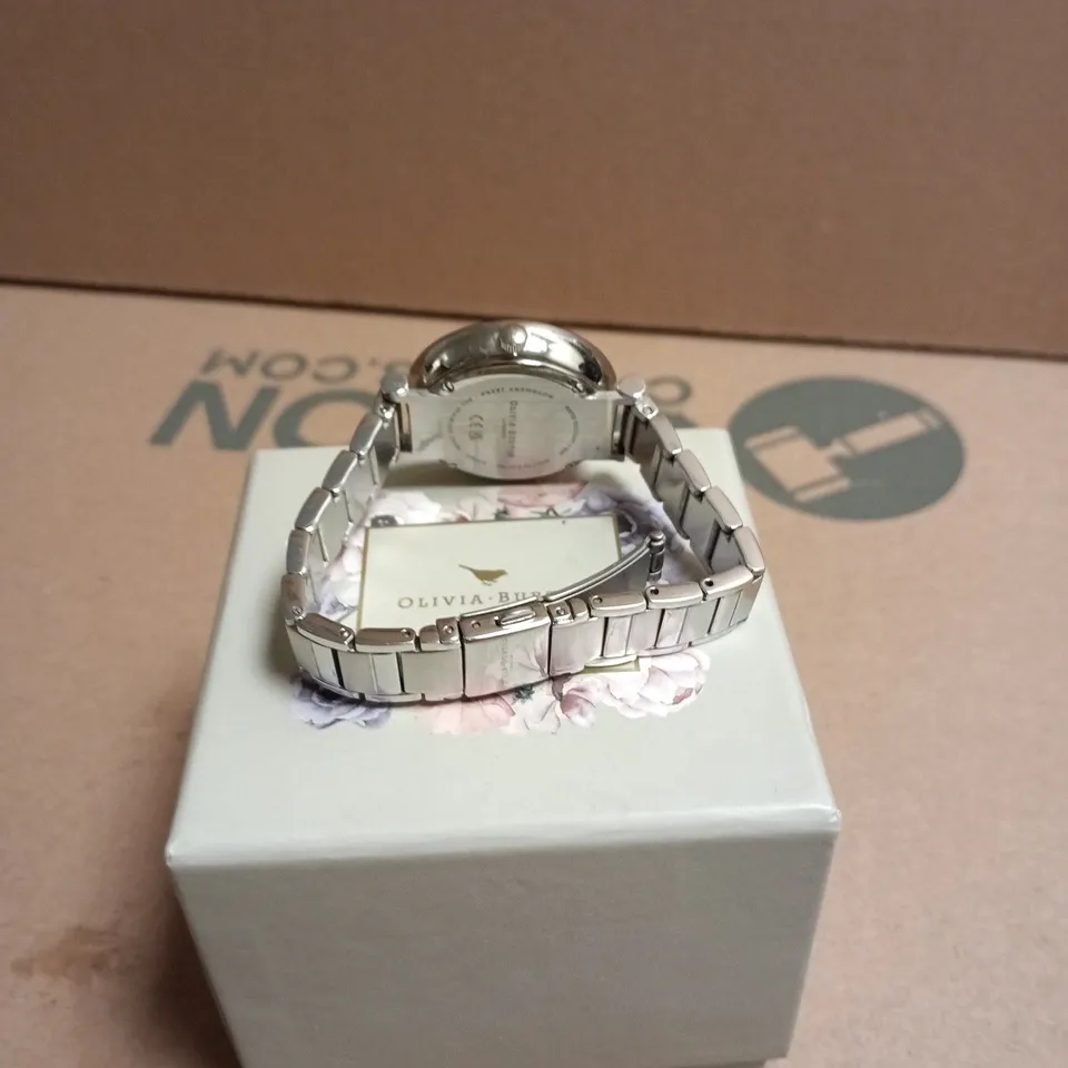 OLIVIA BURTON LONDON ROSE-TONE DIAL CRYSTAL-BEZEL BRACELET WATCH BOXED