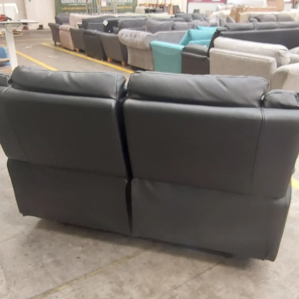 ALBION LUXURY FAUX LEATHER 2 SEATER HIGH BACK MANUAL RECLINER SOFA - BLACK RRP £549