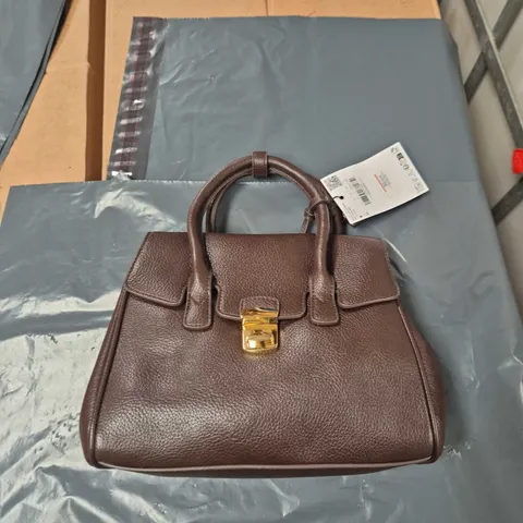 MNG BROWN LEATHER HANDBAG CITY SIENA 601 – GOLD LOCK