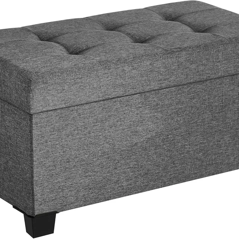 BOXED SONGMICS STORAGE OTTOMAN BENCH, 38 X 76 X 40 CM, DARK GREY