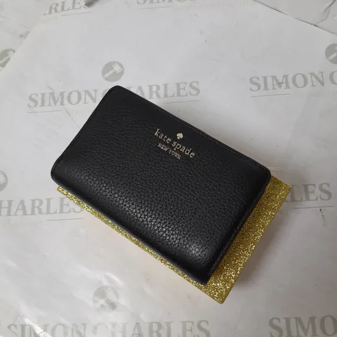 KATE SPADE BLACK LEATHER PURSE WITH GOLD DETAILS