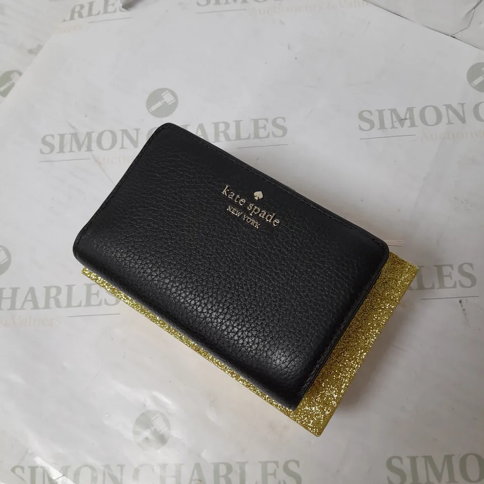KATE SPADE BLACK LEATHER PURSE WITH GOLD DETAILS