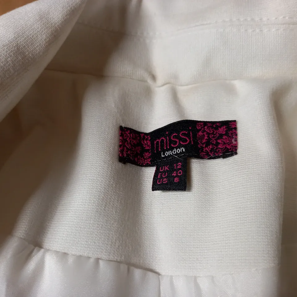 MISSI LONDON BLAZER JACKET - WHITE SIZE 12