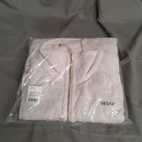 BAGGED LULULEMON SCUBA OVERSIZED FUNNEL NECK HALF ZIP IN LIGHT GREY/GOLD SIZE XS/S