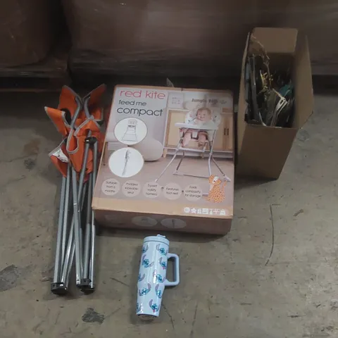 PALLET CONTAINING A VERY LARGE QUANTITY OF ASSORTED ITEMS INCLUDING: CAMPING CHAIR, BABY HIGH CHAIR, TRAVEL MUG, GARDENING PRODUCTS ECT