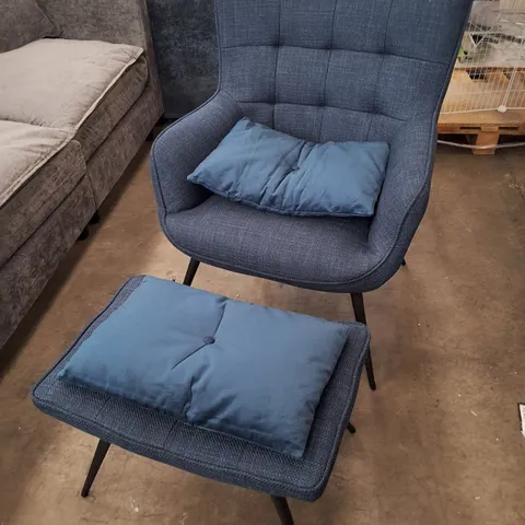 JESSAMINE ARMCHAIR WITH FOOTSTOOL - BLUE