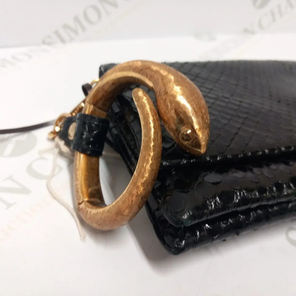 ROBERTO CAVALLI BLACK SNAKESKIN EFFECT PURSE