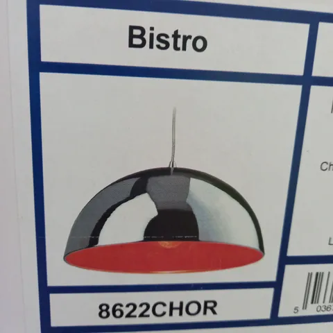 BOXED FIRSTLIGHT BISTRO LIGHT BOWL PENDANT IN CHROME AND ORANGE