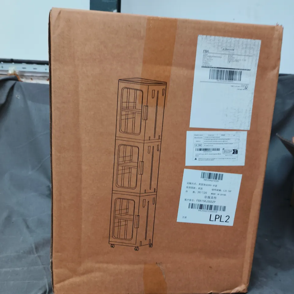 FOLDING STORAGE CABINET ON WHEELS – FLAT-PACK MODULAR CUPBOARD