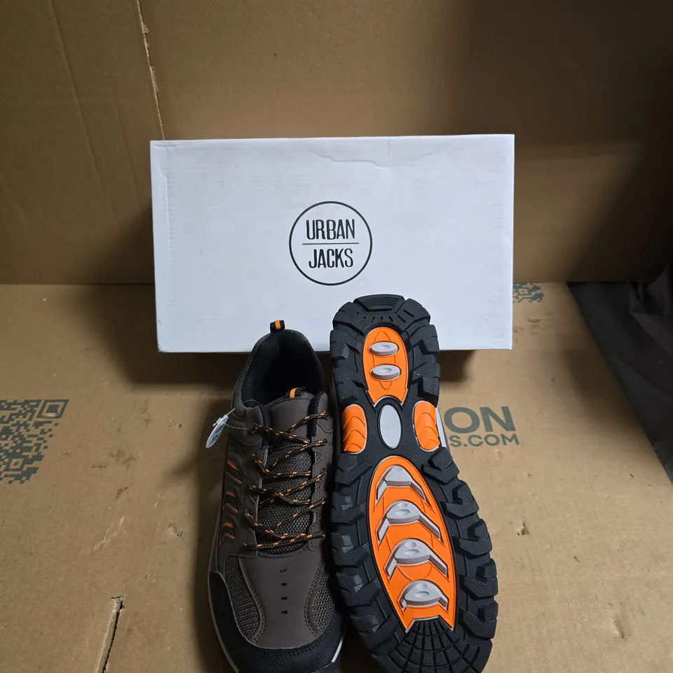 URBAN JACKS HIKING SHOES – GREY/BLACK WITH ORANGE ACCENTS - UK SIZE 8