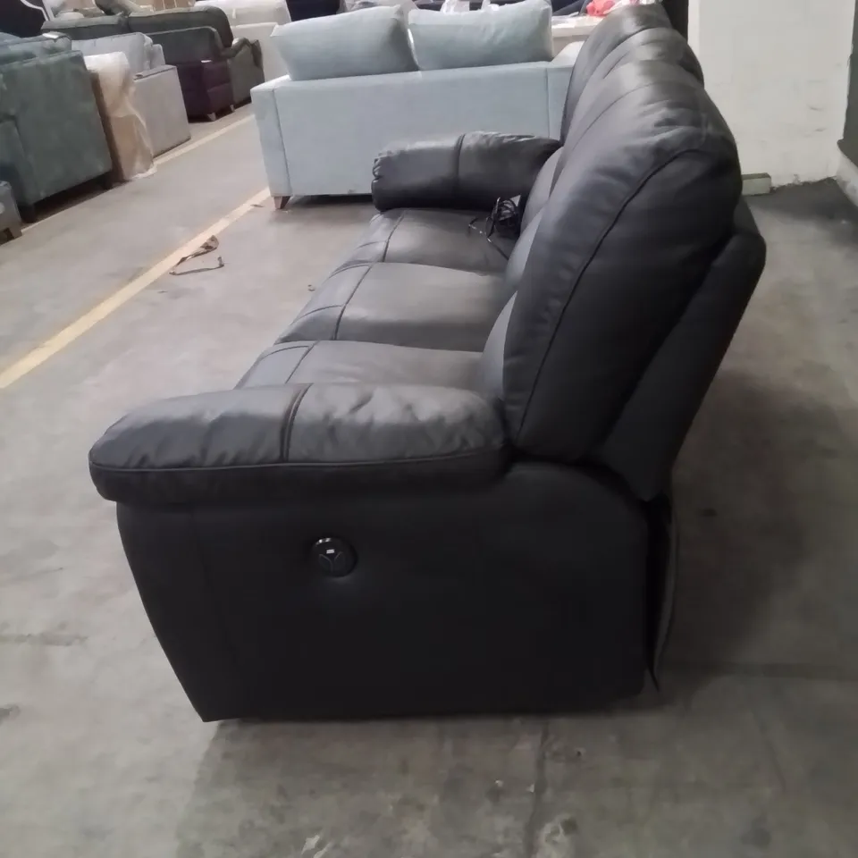 QUALITY DESIGNER FAUX LEATHER BLACK 3 SEATER ELECTRIC RECLINING SOFA 