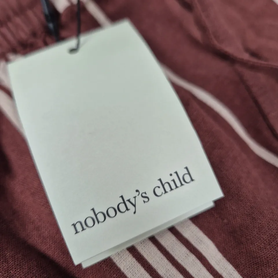 NOBODY'S CHILD ELSTOW SIDE SPLIT TROUSERS – UK16 (EU44 US12) BROWN STRIPED