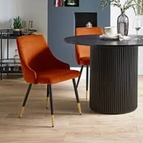 BOXED ARIANA SET OF 2 DINING CHAIRS BURNT ORANGE