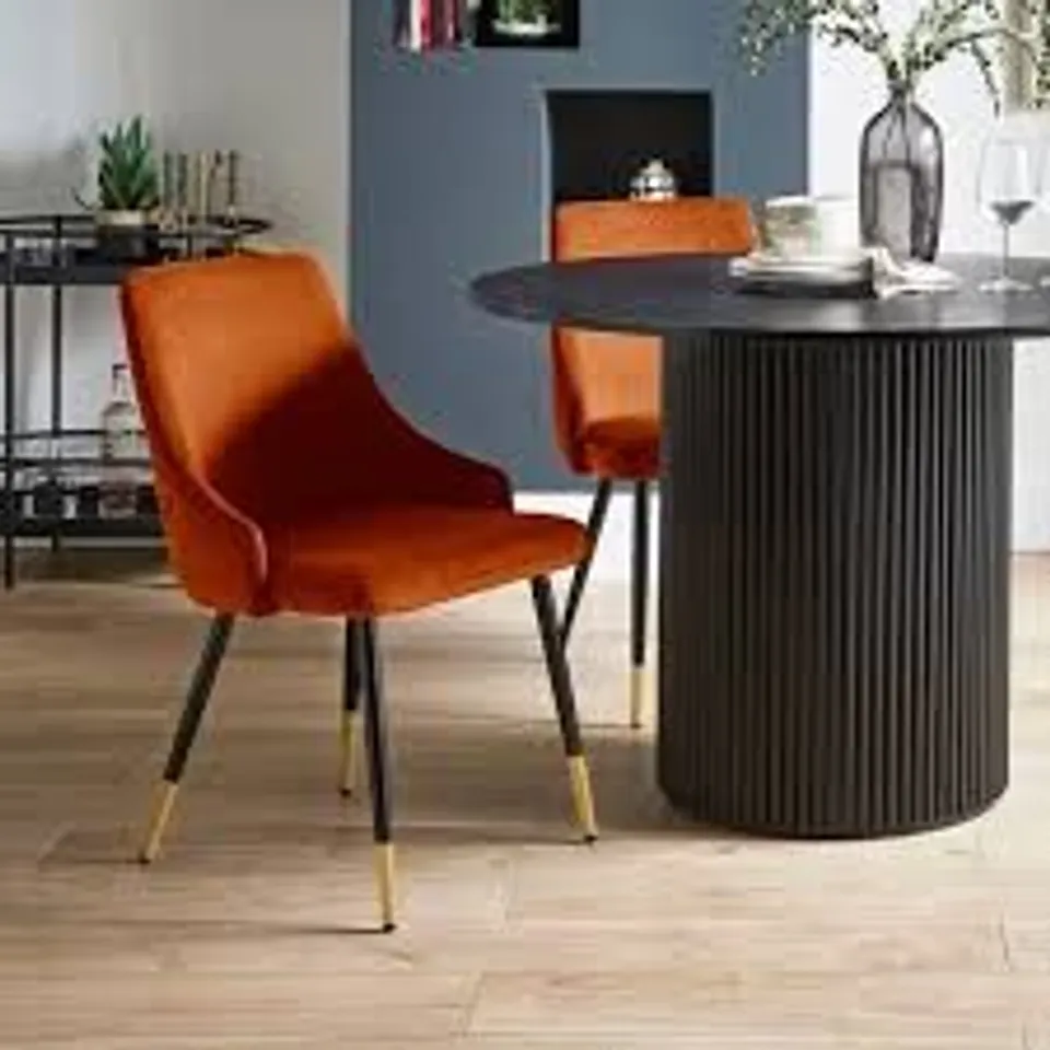 BOXED ARIANA SET OF 2 DINING CHAIRS BURNT ORANGE
