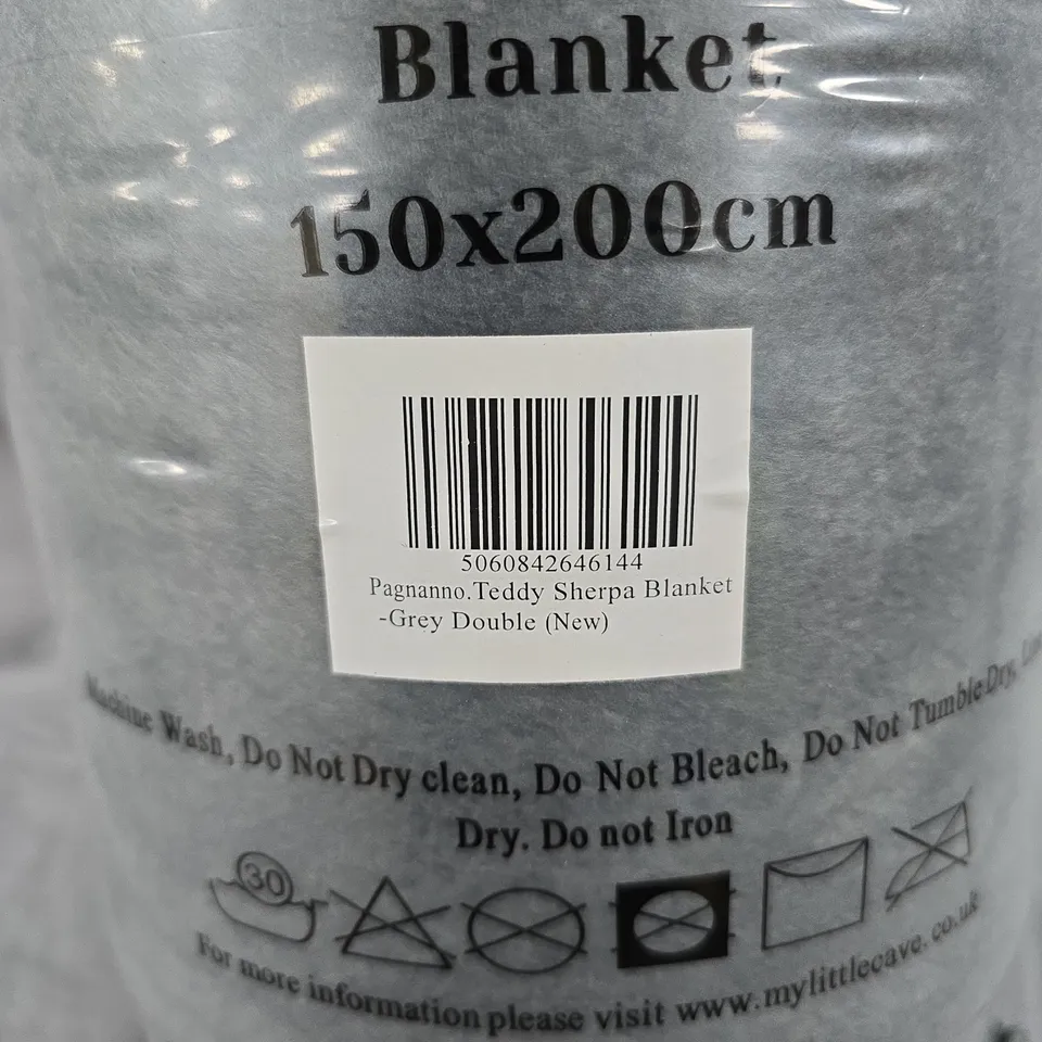 SHERPA TEDDY FLEECE BLANKET – GREY, 150X200 CM (DOUBLE)