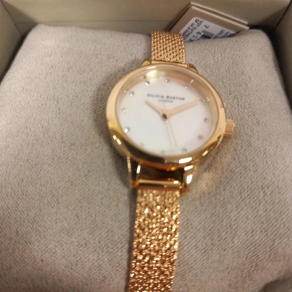 BOXED OLIVIA BURTON ICONIC ROSE GOLD PLATED WRIST WATCH