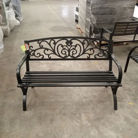 DESIGNER METAL OUTDOOR GARDEN BENCH - BLACK