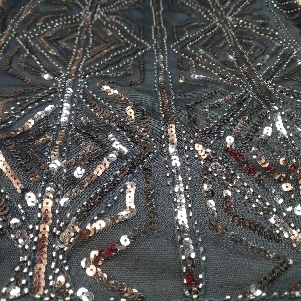 BOOHOO BLACK/SILVER SEQUIN DETAILED MINI DRESS - SIZE 12