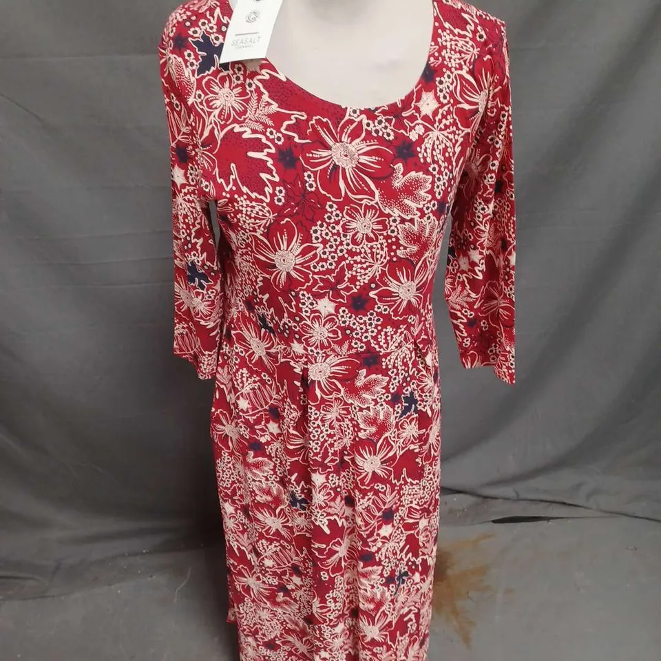 SEASALT CORNWALL VERONICA DRESS IN WINTER CAMELLIA CRIMSON SIZE 12