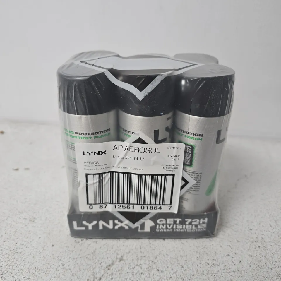 LYNX AFRICA ANTIPERSPIRANT 6 PACK (200ML)