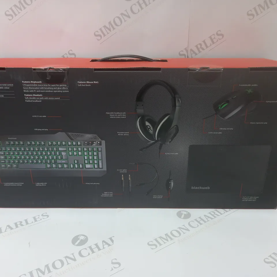 BRAND NEW BOXED BLACKWEB 4 IN 1 GAMING KIT INCLUDING KEYBOARD, MOUSE AND HEADSET