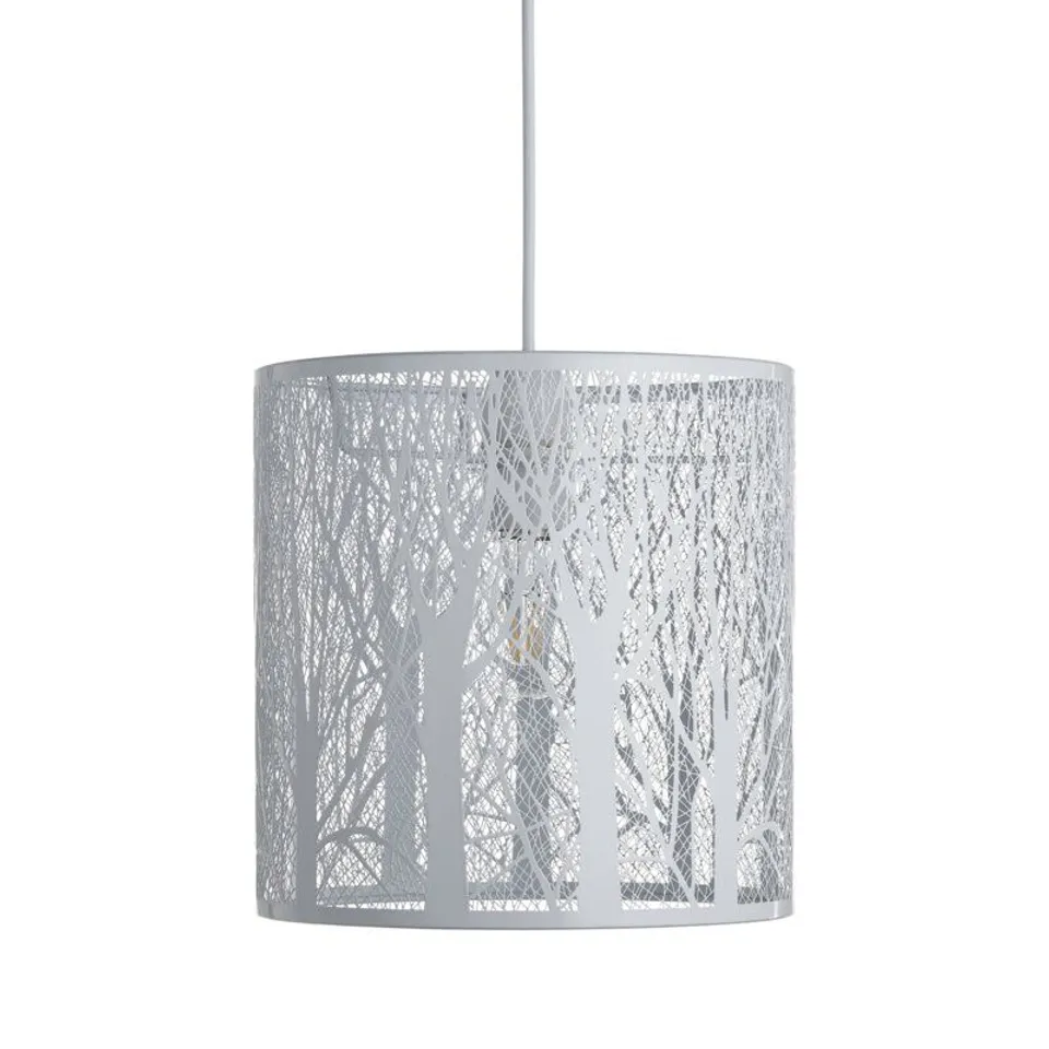 BOXED 26CM WHITE METAL DRUM PENDANT SHADE