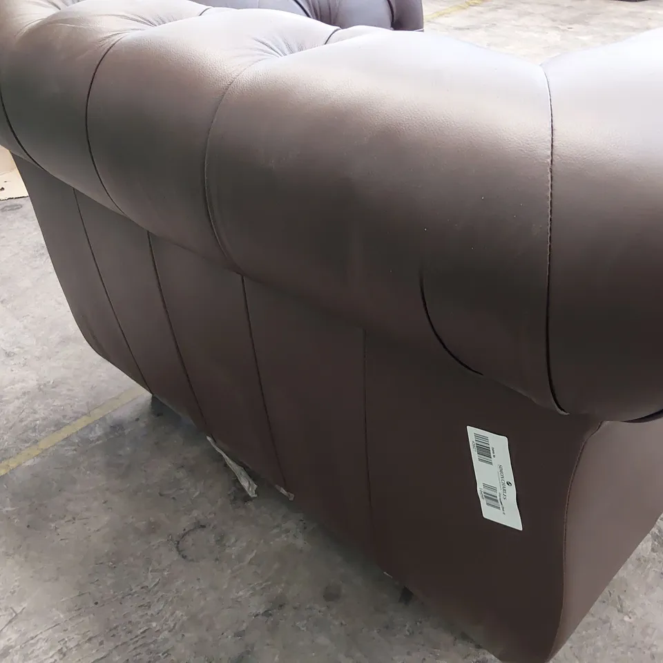 DESIGNER CHESTERFIELD EASY CHAIR CHESTNUT LEATHER 
