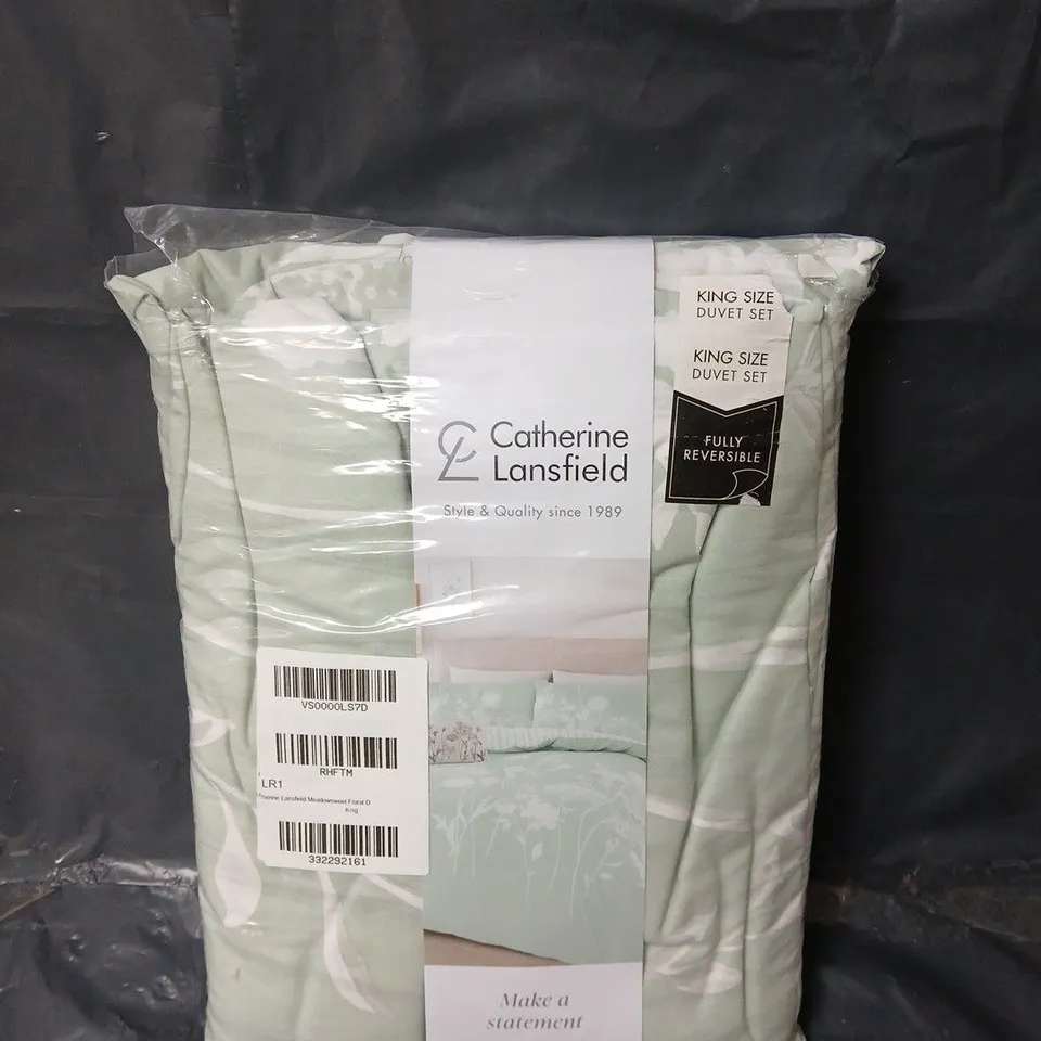 CATHERINE LANSFIELD MEADOWSWEET FLORAL DUVET COVER SET - GREEN - KING SIZE