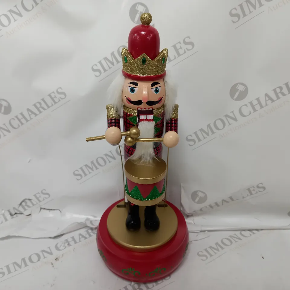 BOXED FESTIVE 32CM WOODEN ANIMATED MUSICAL NUTCRACKER