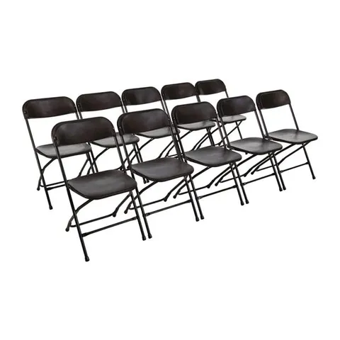 BOXED BOLERO POLYPROPYLENE FOLDING CHAIRS BLACK (10 PACK)