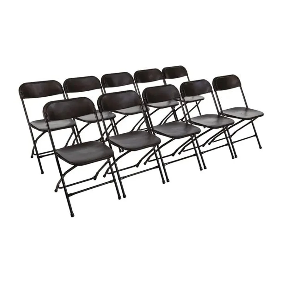 BOXED BOLERO POLYPROPYLENE FOLDING CHAIRS BLACK (10 PACK)