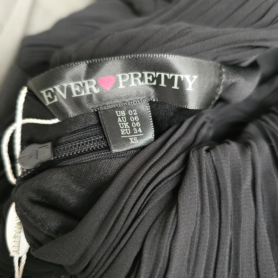 EVER-PRETTY BLACK EVENING DRESS WITH PLEATED BODICE, UK 6 (US 2 / EU 34)