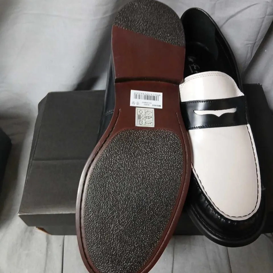OFF THE HOOK LONDON MONRO BLACK/WHITE LEATHER LOAFERS – UK 11 (EU 45)