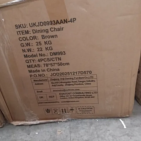 BOXED WAYFAIR DINNING CHAIR BROWN COLOUR (1BOX)