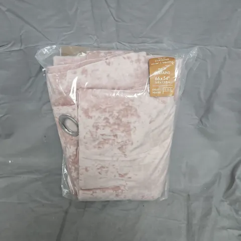 CATHERINE LANSFIELD PAIR OF CURTAINS – PINK VELVET, EYELET HEADER, 66X54 IN (168X137 CM)