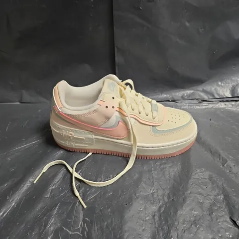 NIKE AIR FORCE 1 SHADOW SNEAKERS – COCONUT MILK/LIGHT SILVER/SAIL/CRIMSON TINT - SIZE UK 3