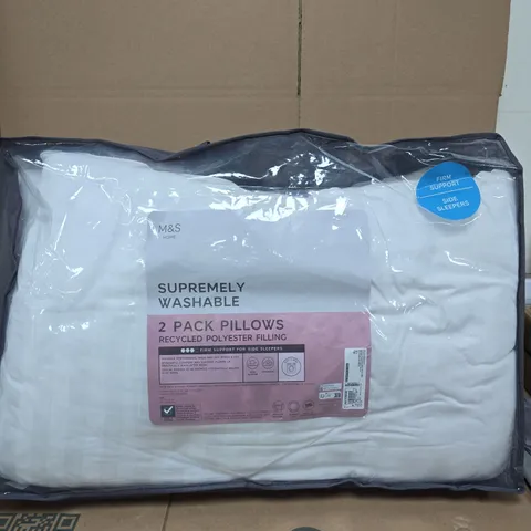 M&S SUPREMELY WASHABLE 2 PACK PILLOWS 