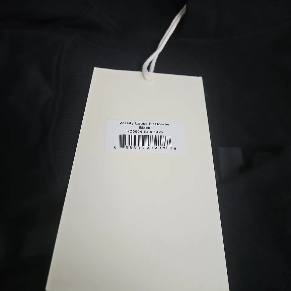 ADANOLA VARSITY LOOSE FIT HOODIE – BLACK – UK SIZE S
